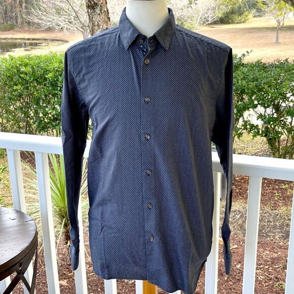 Ted Baker London Blue Patterned L/S Shirt. Size 6/US Large (44). - Picture 1 of 11